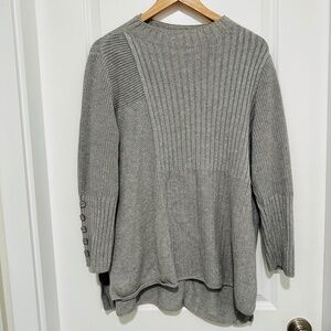 Habitat Long Sleeve Gray Mock Neck 100% Cotton Knit Sweater Women’s Size Medium